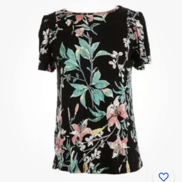 Fourteenth Place Flutter Smock Black Floral Top Size Small NEW - Picture 7 of 10
